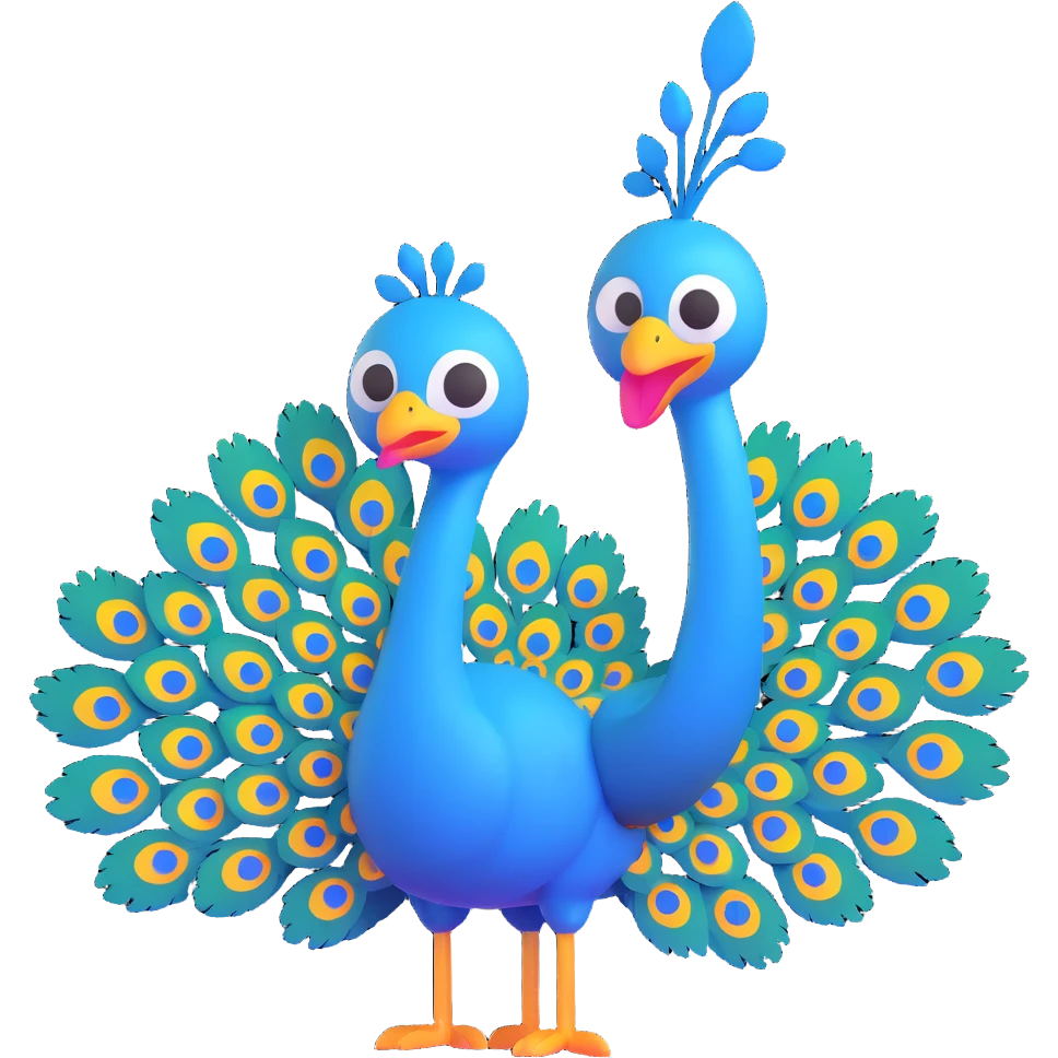 silly peacock with a cat emoji
