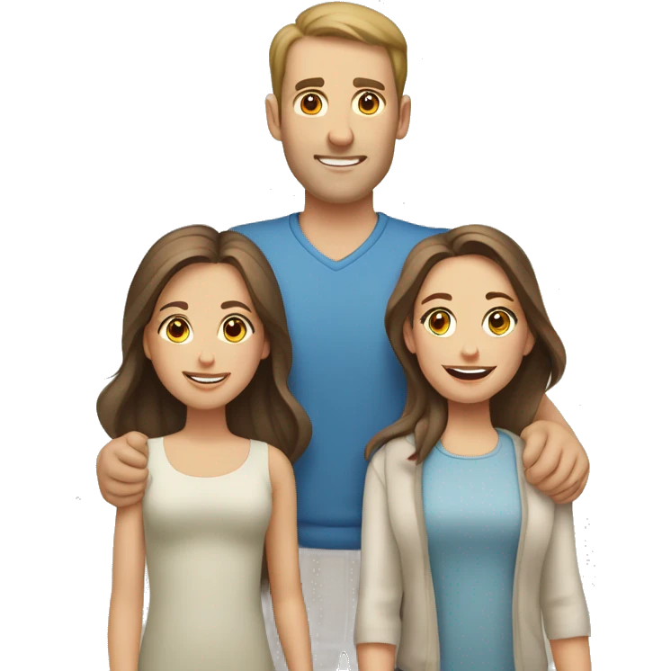 Caucasian family of four with man brown hair woman and two girls emoji