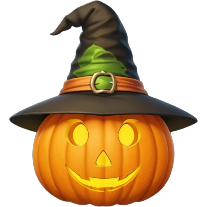 Cute Pumpkin wearing a witch hat emoji