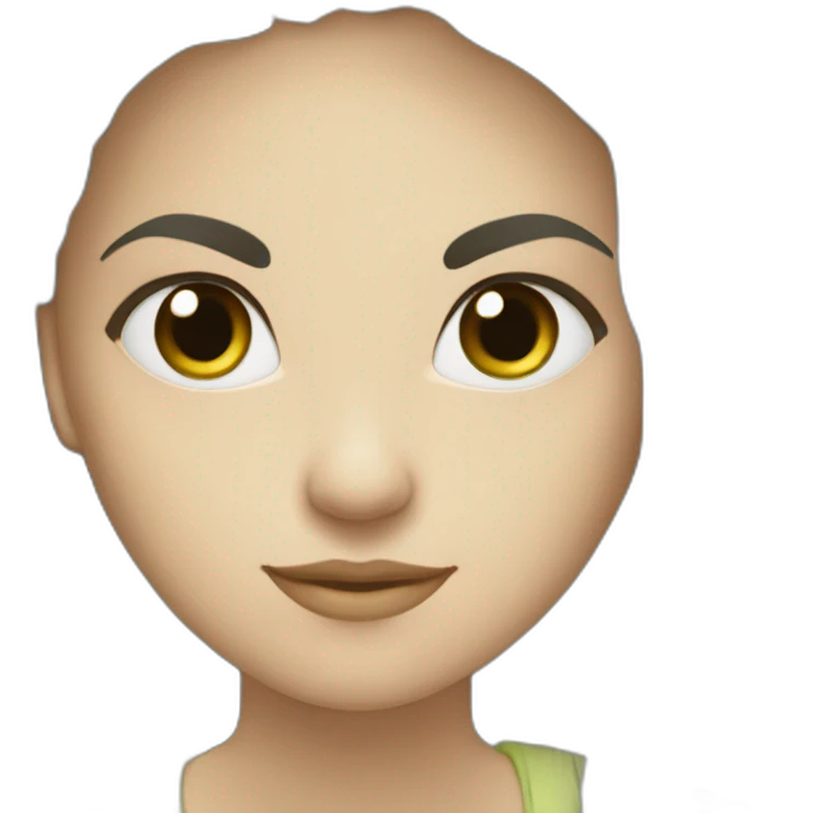 Mulher branca cabelo escuro liso longo olhos verdes emoji