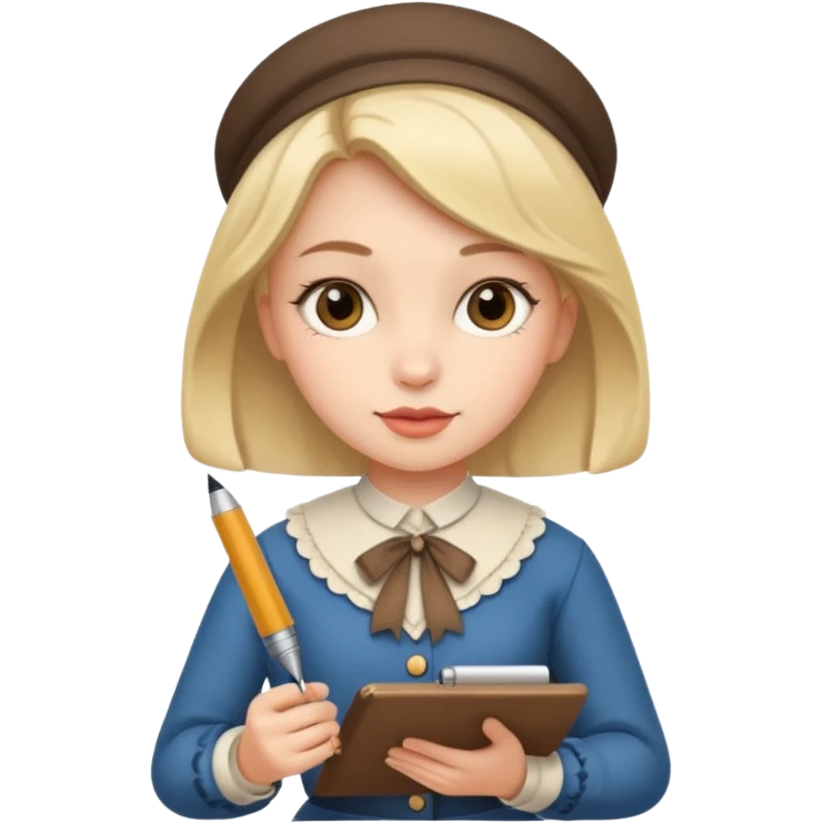a girl is Writing in a Paper in a vintage outfit emoji