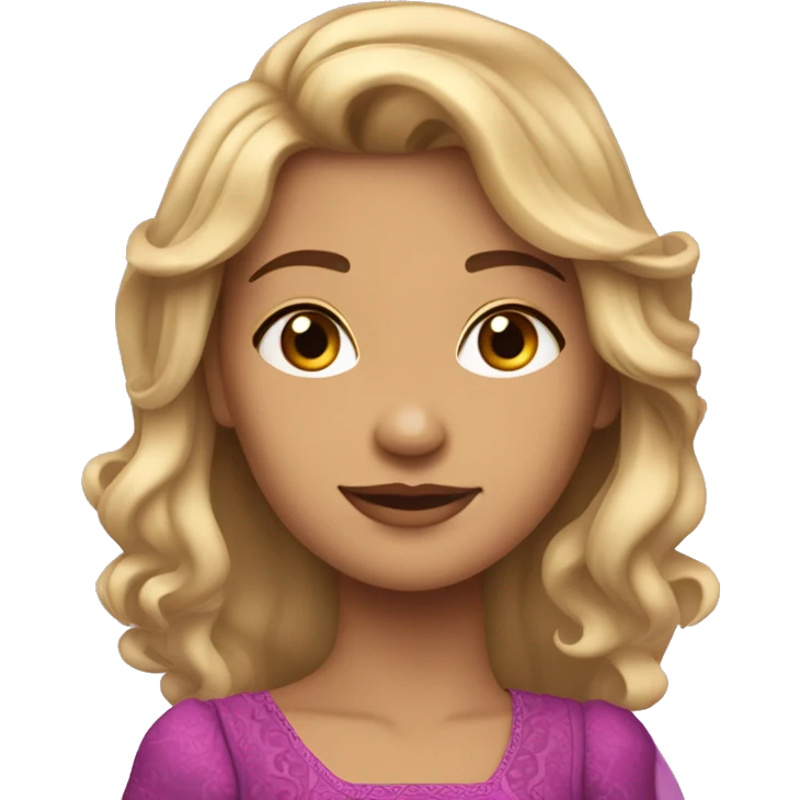 Princesa con cabello largo y rubio vestida de viole emoji