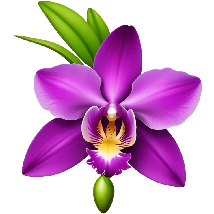 single purple Dendrobium Orchid flower, stem emoji