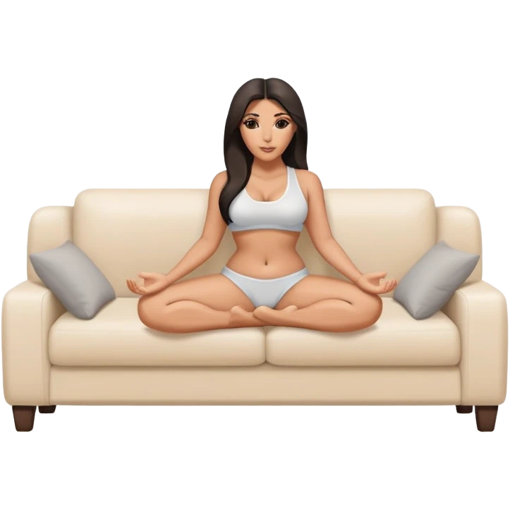 hypereal fullbody kim kardashian in undies lying on couch comfy yoga pose emoji