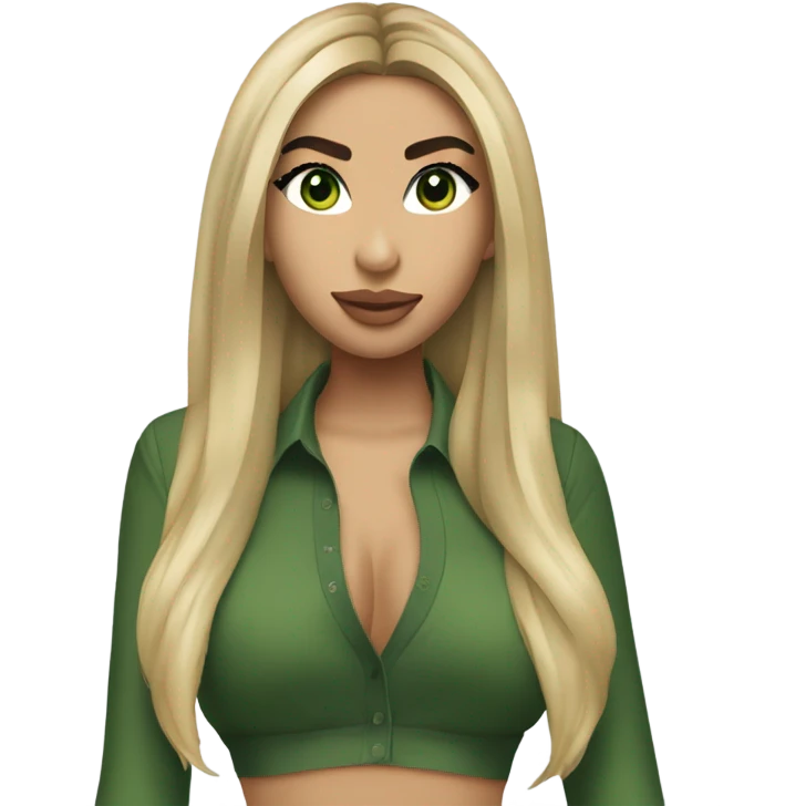 chantel jeffries long blonde hair green eyes upper body emoji