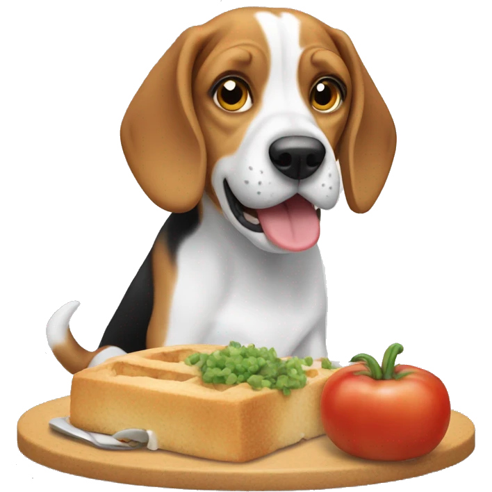 beagle dog eating emoji