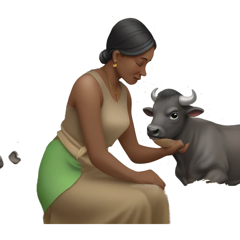 woman milking buffalo emoji