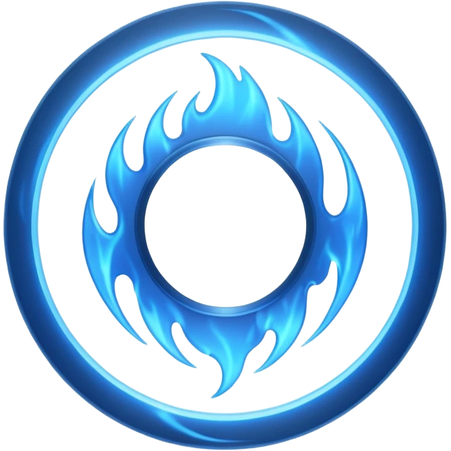 A minimalist CD disc with subtle blue flames, glowing effect emoji