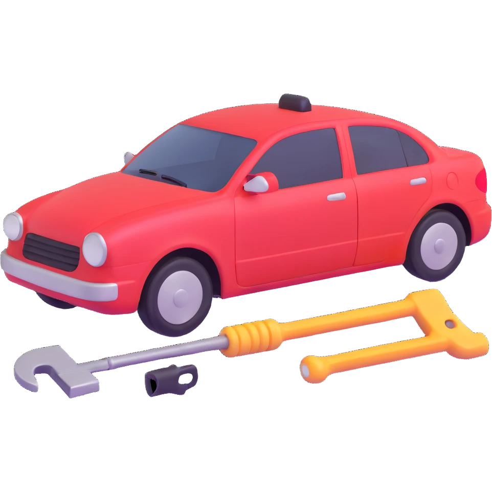 icon of a car with a visible dent from a crash and dent repair tools like a lever and small hammer emoji
