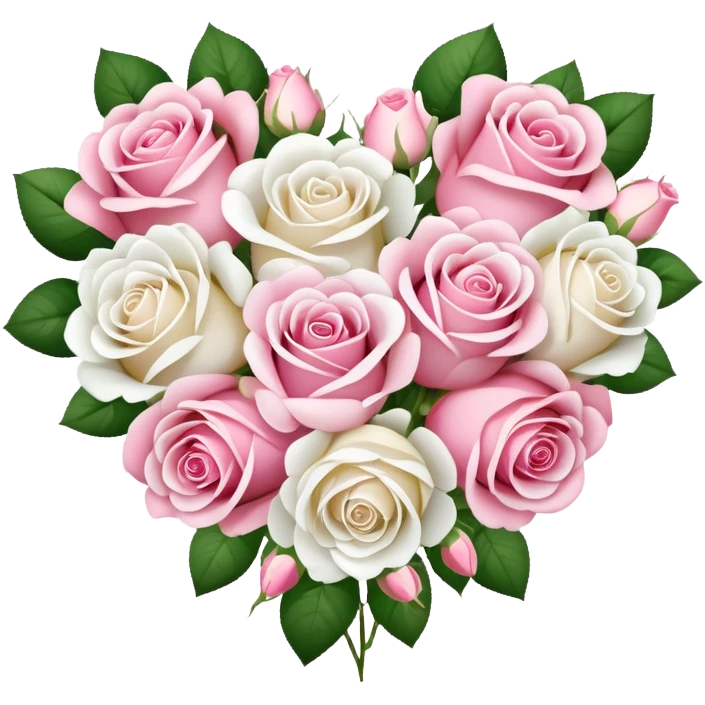 heart-shaped bouquet of pink and white roses emoji