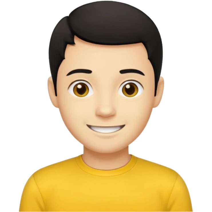 Sam Wiggle from the Wiggles with light skin, brown eyes, black hair, yellow skivvy shirt emoji