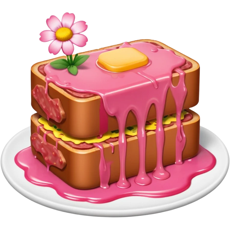 melted pink dripping sauce SPAM MEAT flowers emoji