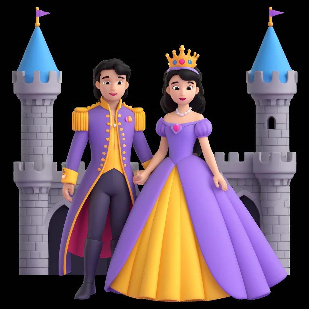 prince and princess disny dress close up photo in castle emoji