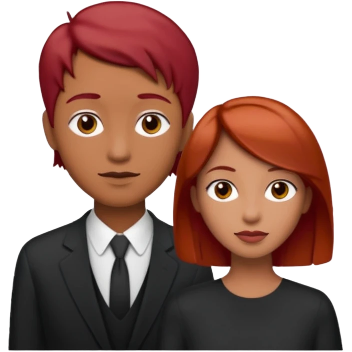 Mujer flaca con cabello mediano color rojo color de piel media, hombre de color medio moreno con cabello color negro, flaco emoji