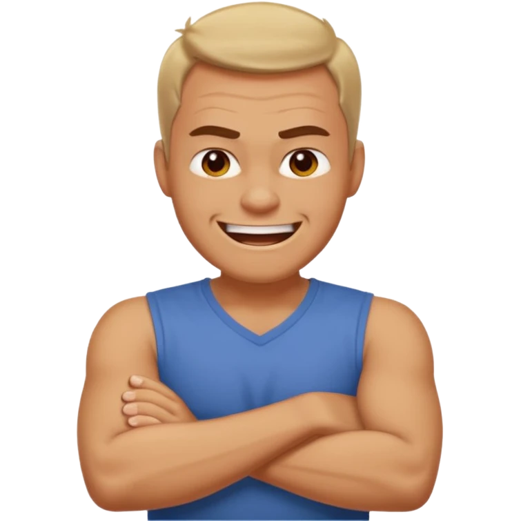 arms crossed around neck angry laughing guy emoji