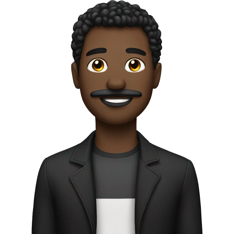 Guy with black air with skin and little moustache  emoji