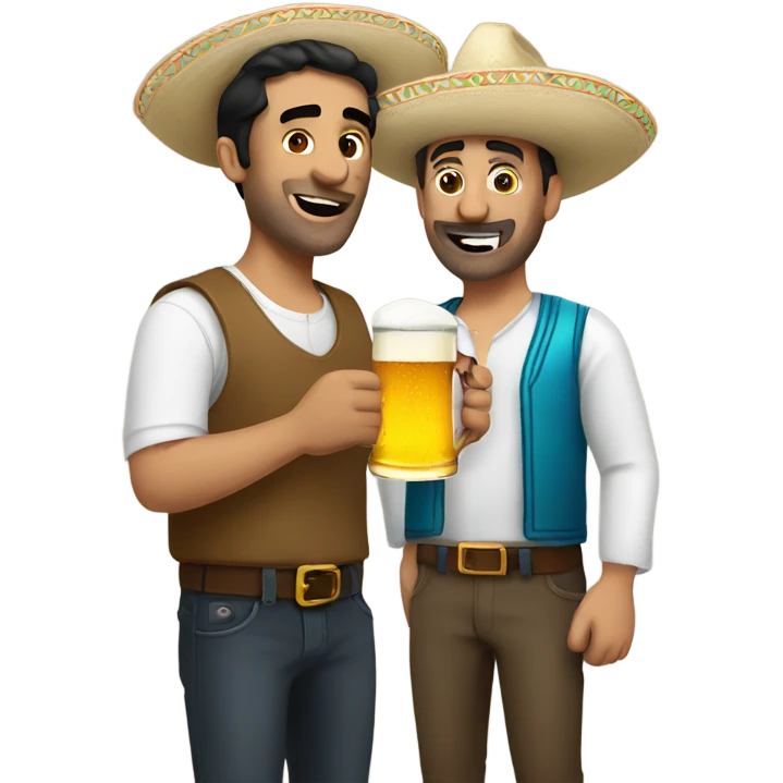 mexican guy having a beer with a white guy emoji