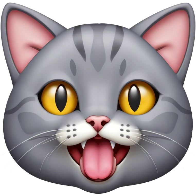 Grey cat sticks out the tongue emoji