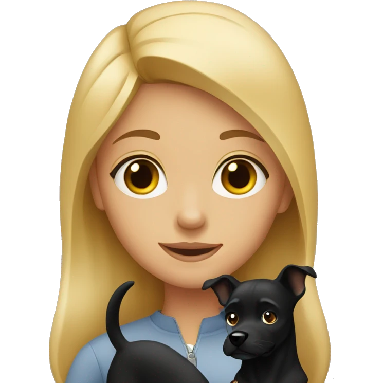 A girl with a black dog emoji