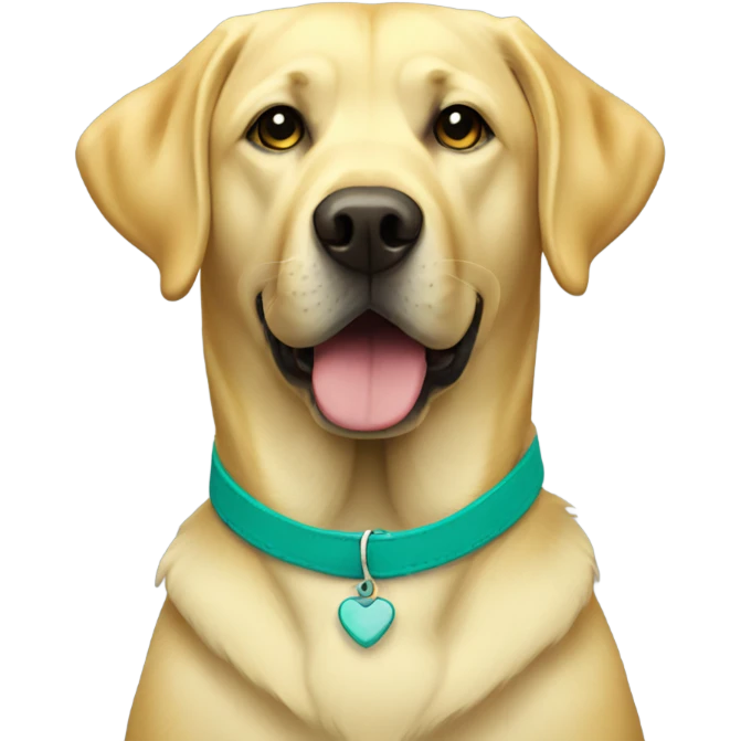 Yellow lab with teal collar emoji