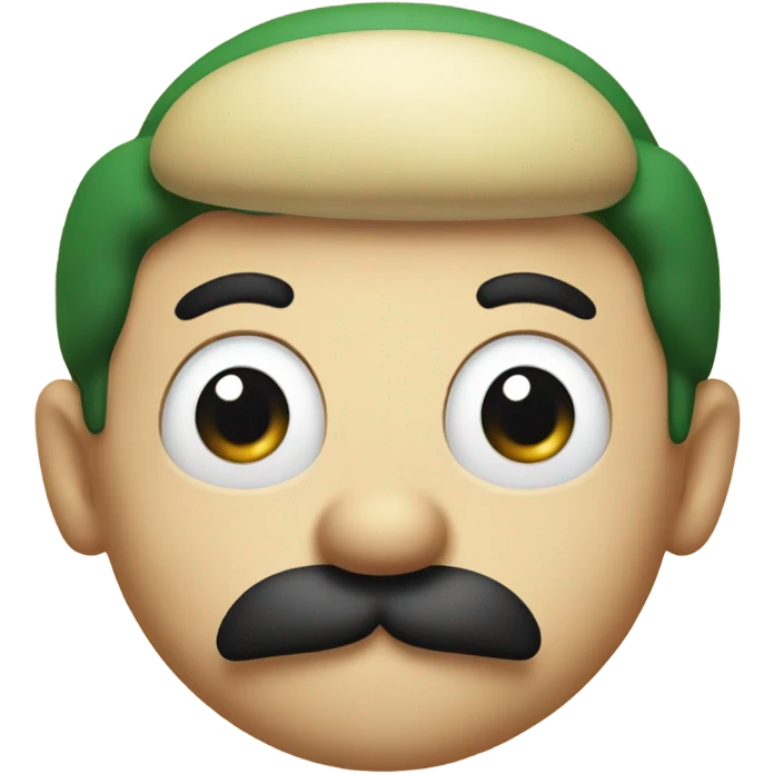 Super Mario bros emoji Luigi only head black mustache emoji