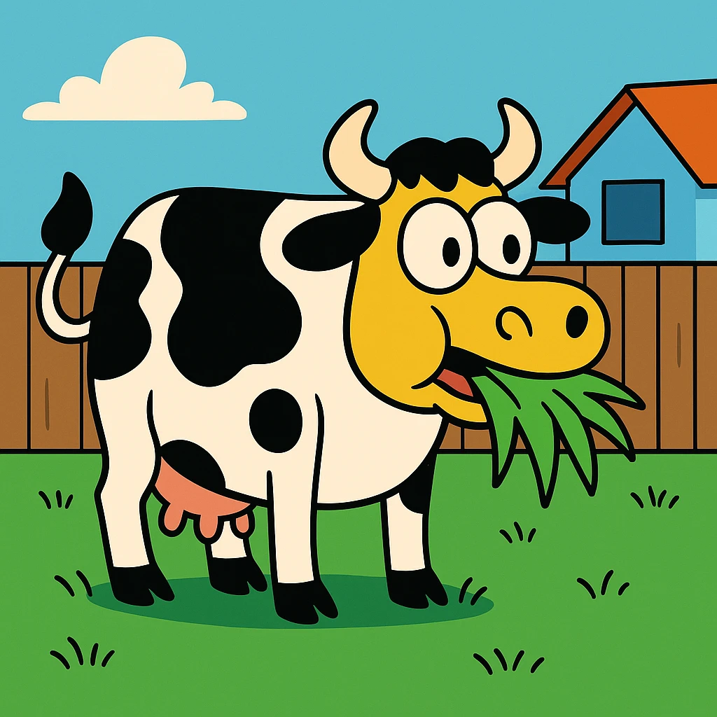 a cow masticating grass emoji