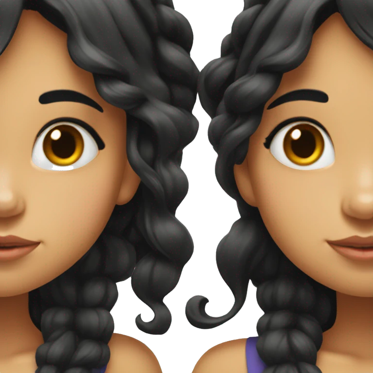 two girls kissing one with black hair the other one with black hair emoji