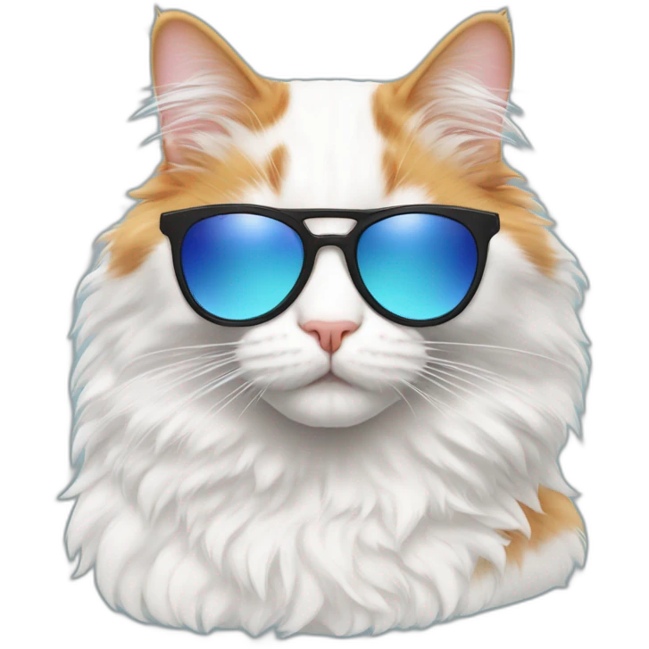 Fluffy cat turkish van in sunglasses emoji