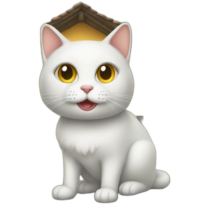 Un chat sur une maison  emoji