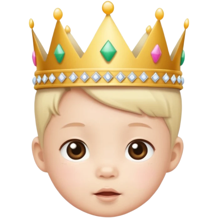 white asian baby wearing birthday crown emoji