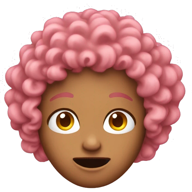 pink reaction emoji with curly hair emoji
