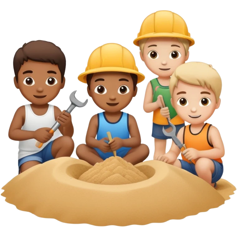 Kids doing Sand therapy emoji