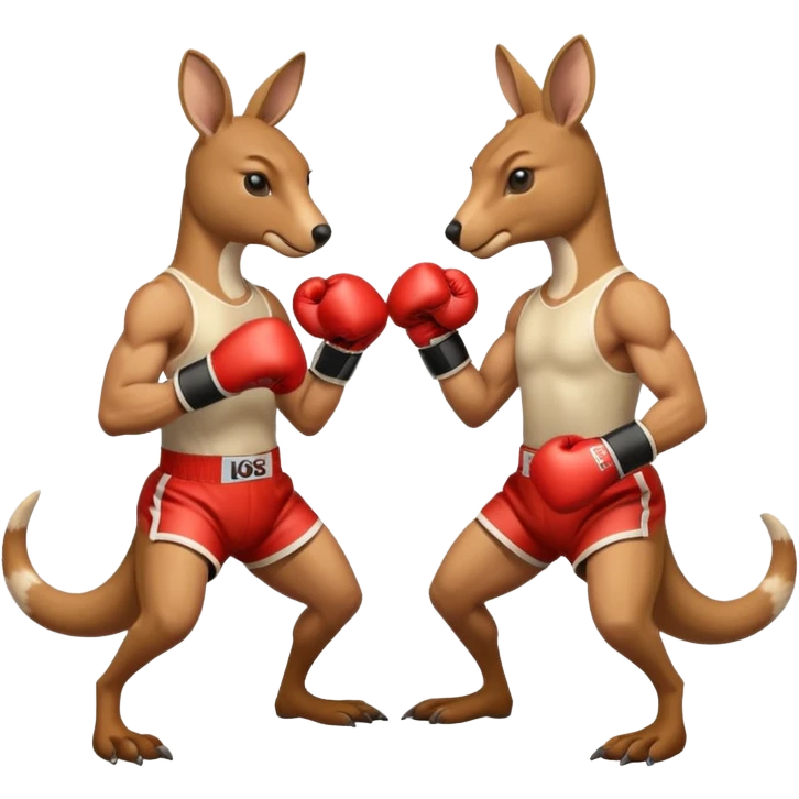 Kangaroos with boxing gloves fighting emoji