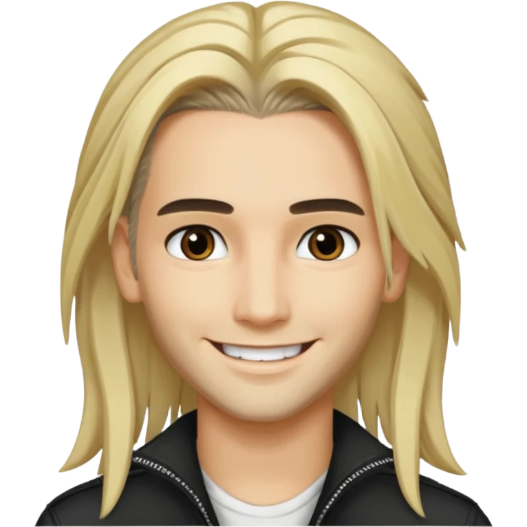 Bill Kaulitz with blonde long hair, brown eyes emoji