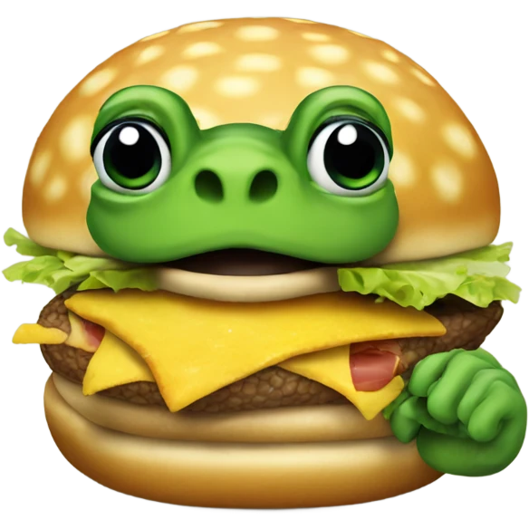 turtle eating burger emoji