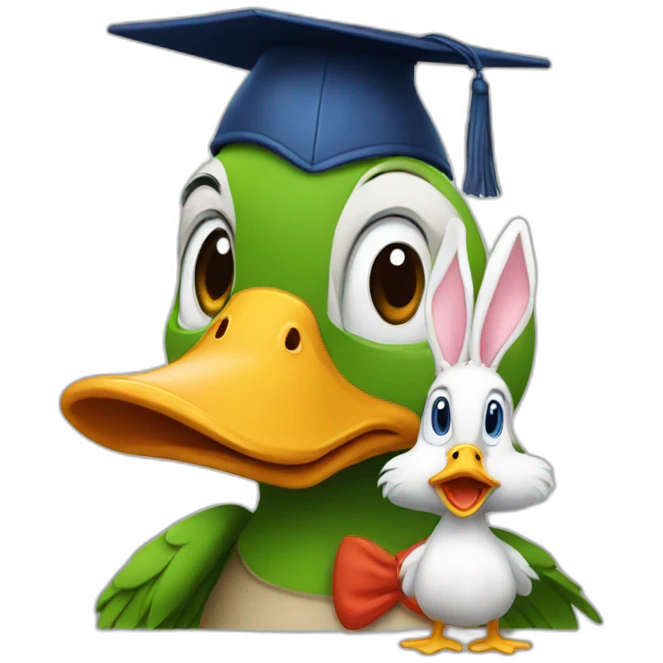 Duck and rabbit in university emoji