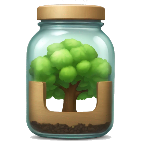 Glass jar organizing with tree lock emoji