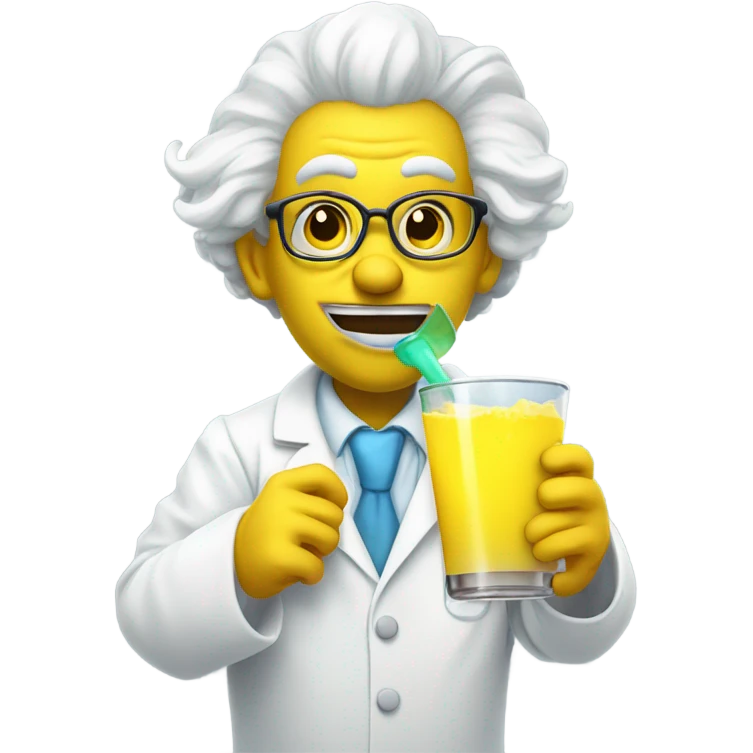 Clown doctor white coat drinking disgusting yellow drink emoji