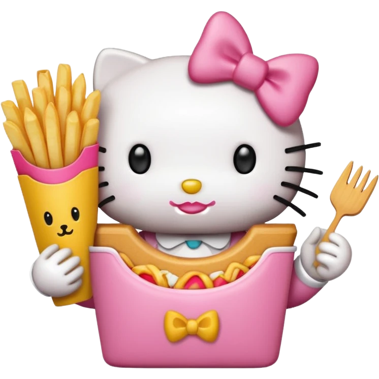 Hello Kitty with McDonalds fries emoji