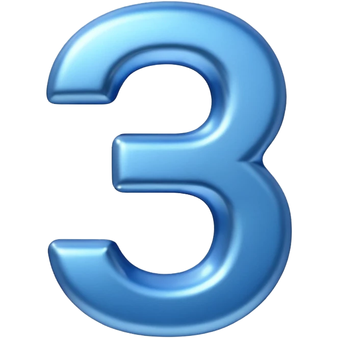 number 30 (thirty) in 3D and blue color emoji