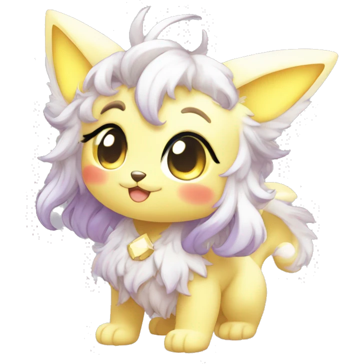 Cute Kawaii Chibi Anthro Sona Colorful Ethereal Pretty see Godly Celestial Shiny Fakemon Full Body emoji
