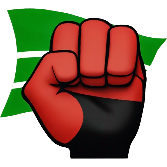 Black Power Fist and Red and Black and Green Flag  - Juneteenth - Freedom is NOT free ! emoji