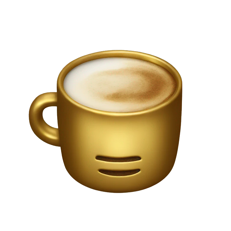 vintage Metallic Gold mug of coffe emoji