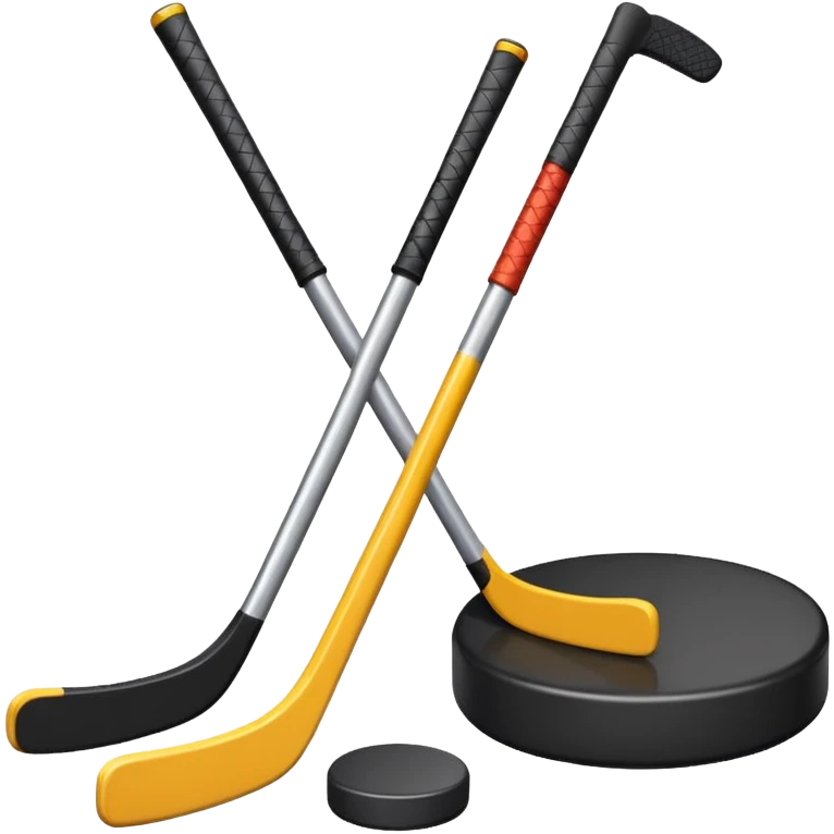 two hockey sticks crossing and a puck like the original apple hockey stick emoji emoji