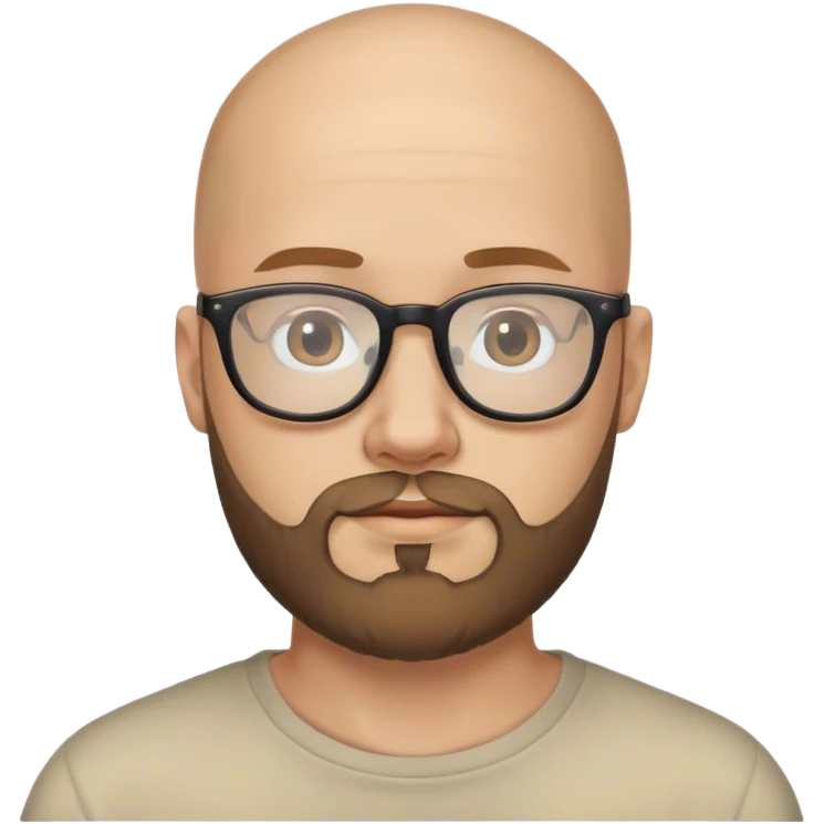 young bald man with beard glasses emoji