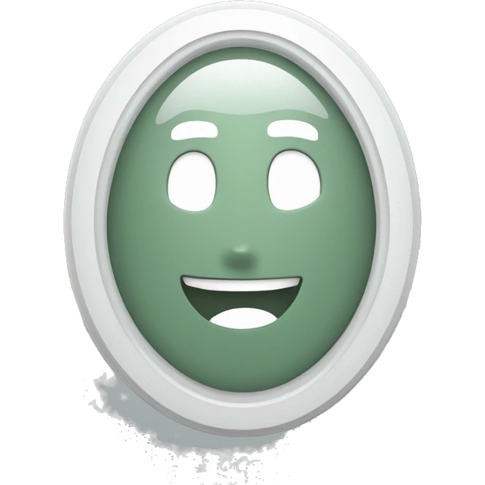 grey-green oval in white frame with half-transperent squares emoji