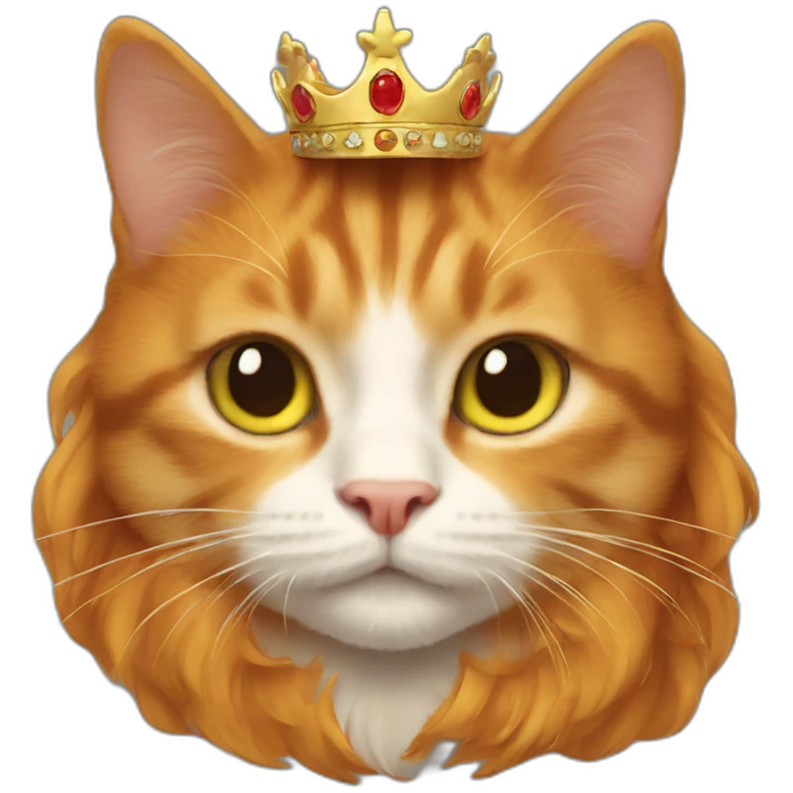 ginger cat with crown and cape emoji