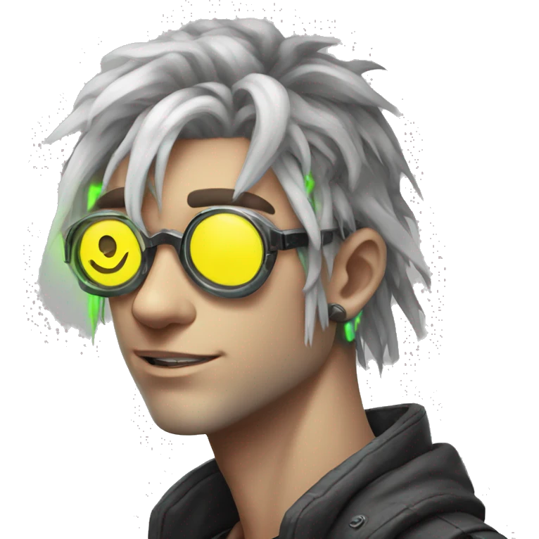 Anime gamer white guy cyberpunk neon emoji