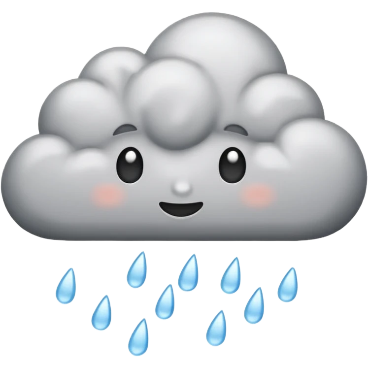 emoji of grey cloud is raining, (without faces) emoji