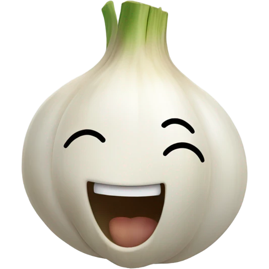 happy garlic with hands up emoji